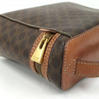 Celine Vanity Bag Macadam Pattern Leather Brown
