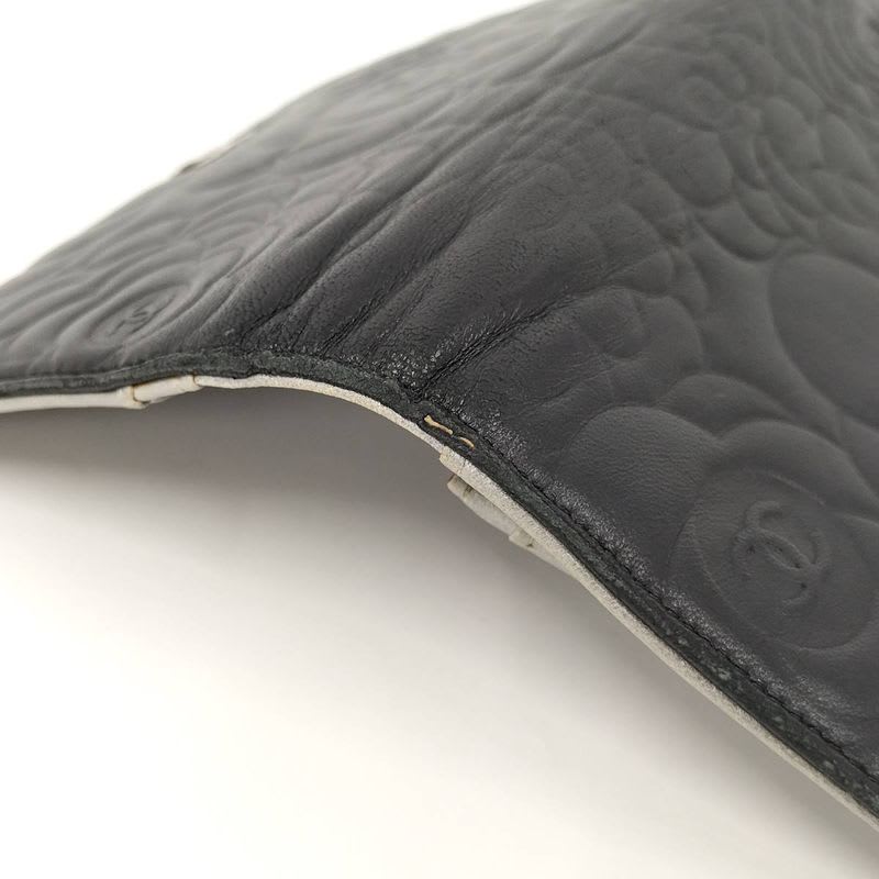 Chanel Camellia Embossed Bifold Long Wallet Leather Black — view 5