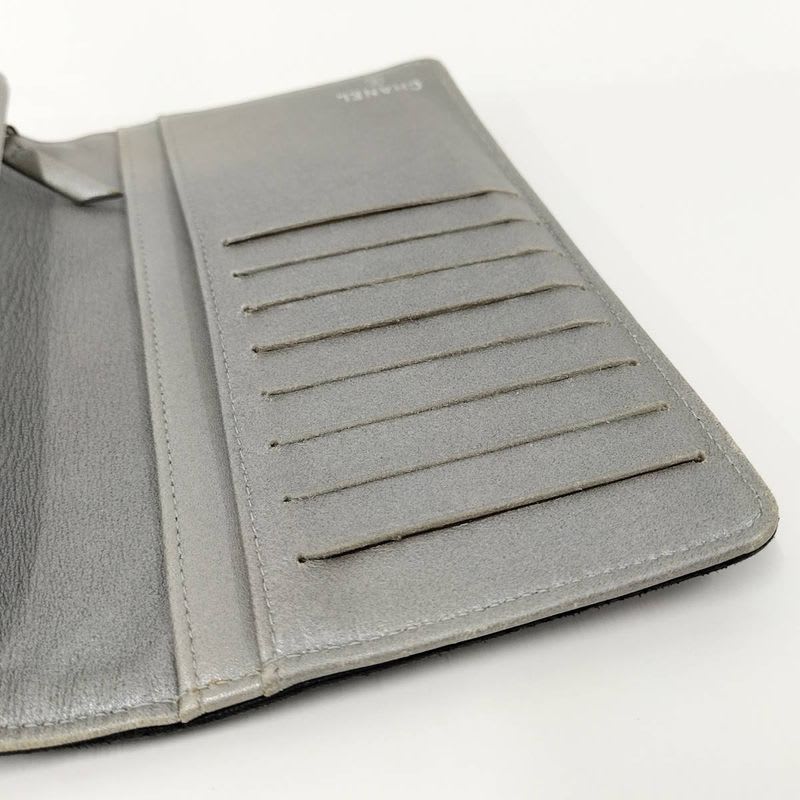 Chanel Camellia Embossed Bifold Long Wallet Leather Black — view 6