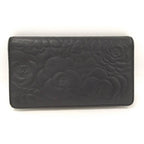 Chanel Camellia Embossed Bifold Long Wallet Leather Black — view 3