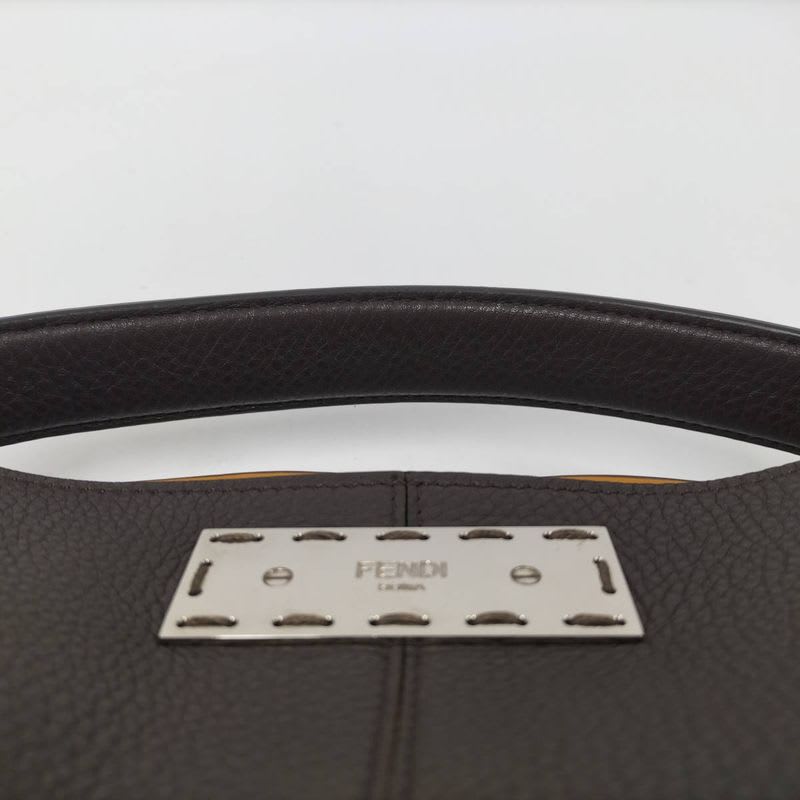 Fendi Peekaboo Egg 2-Way Shoulder Bag Leather Brown 7 Va447