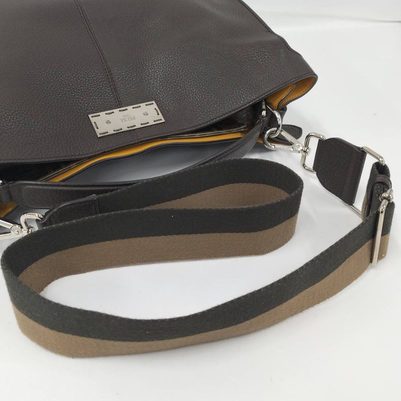 Fendi Peekaboo Egg 2-Way Shoulder Bag Leather Brown 7 Va447