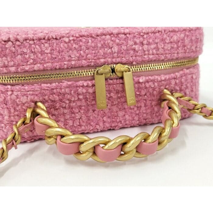 Chanel 2-Way Bag Top Handle Chain Pink Tweed
