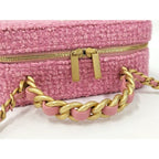 Chanel 2-Way Bag Top Handle Chain Pink Tweed