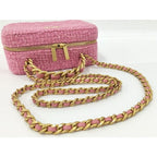 Chanel 2-Way Bag Top Handle Chain Pink Tweed