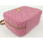 Chanel 2-Way Bag Top Handle Chain Pink Tweed