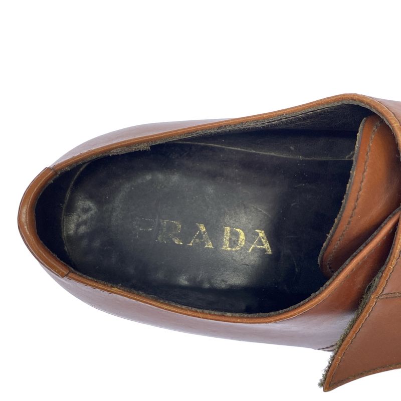 Prada Leather Loafer Shoes Brown — view 5