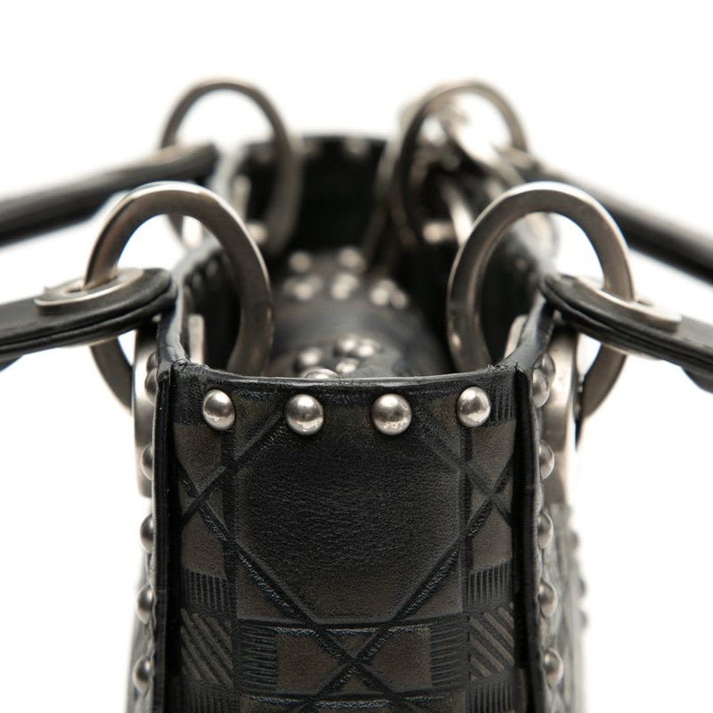 Dior Cannage Lady Studded Handbag Chain Shoulder Bag 2WAY Black Leather — view 6