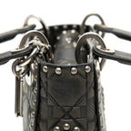 Dior Cannage Lady Studded Handbag Chain Shoulder Bag 2WAY Black Leather — view 5