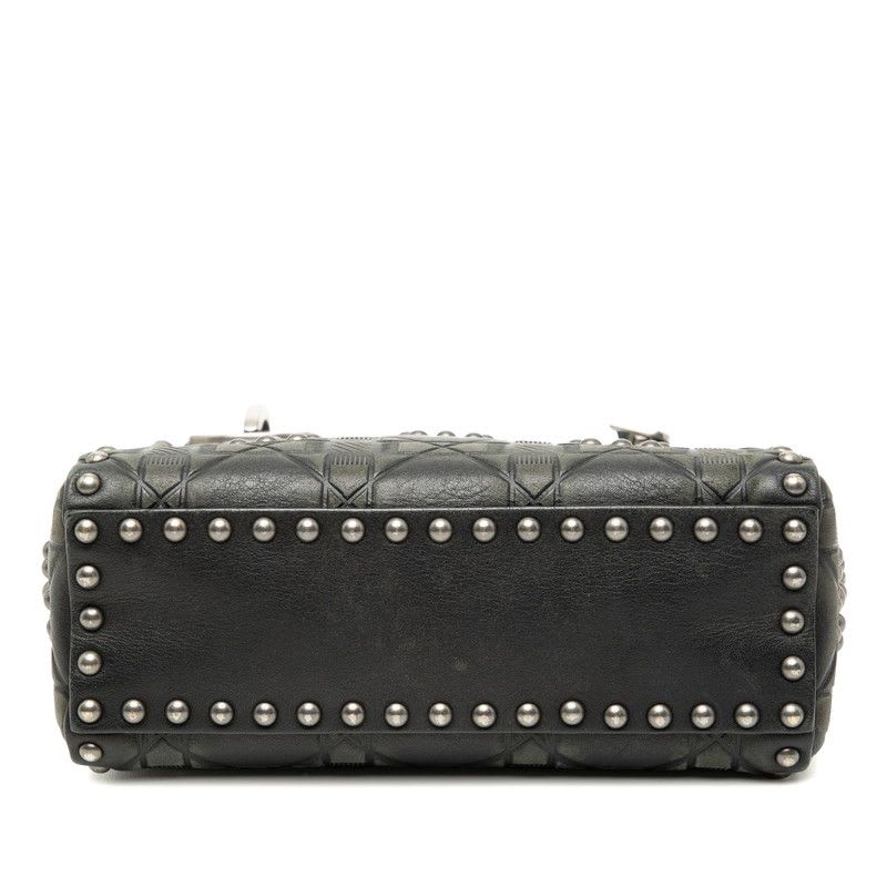 Dior Cannage Lady Studded Handbag Chain Shoulder Bag 2WAY Black Leather — view 4