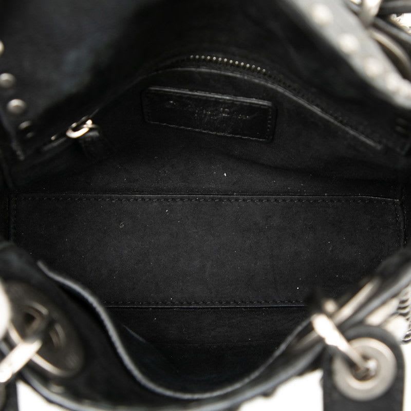 Dior Cannage Lady Studded Handbag Chain Shoulder Bag 2WAY Black Leather — view 7