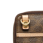 Celine Macadam Crossbody Wallet Shoulder Bag Brown Beige Leather