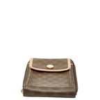 Celine Macadam Crossbody Wallet Shoulder Bag Brown Beige Leather