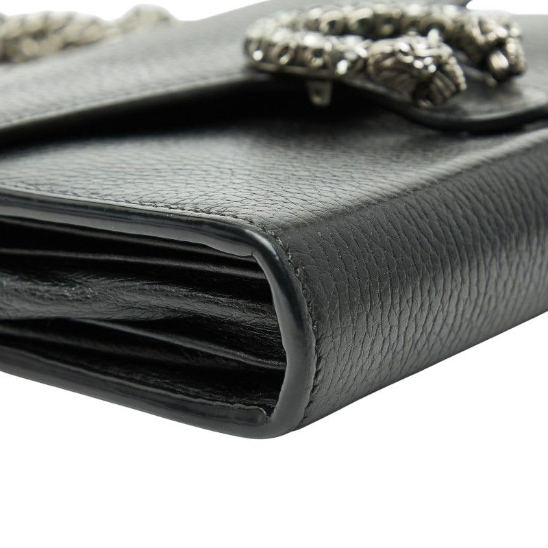 Gucci Dionysus Crossbody Chain Shoulder Bag Wallet Black Leather