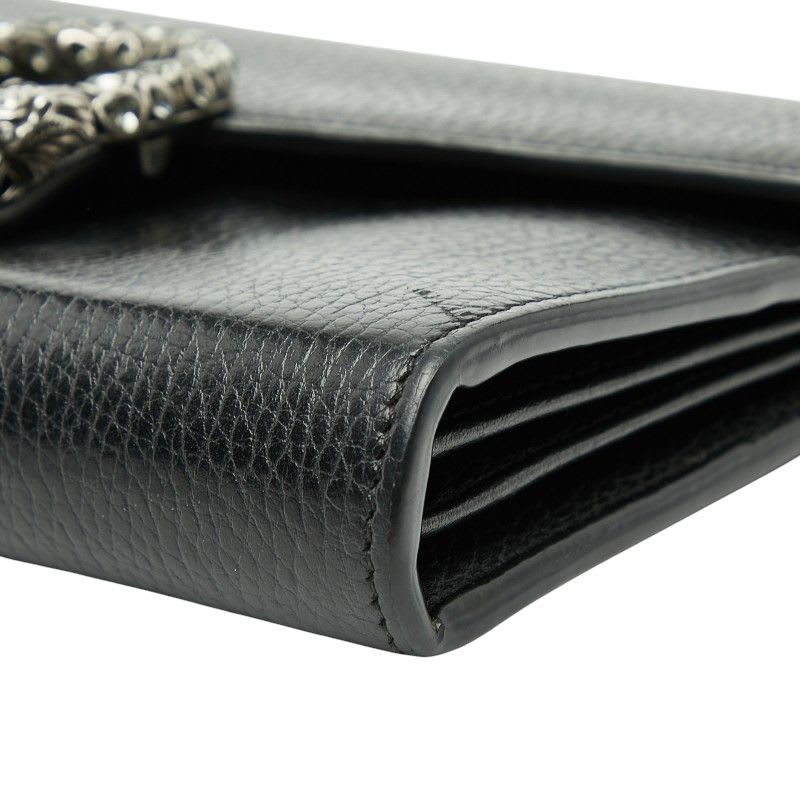 Gucci Dionysus Crossbody Chain Shoulder Bag Wallet Black Leather