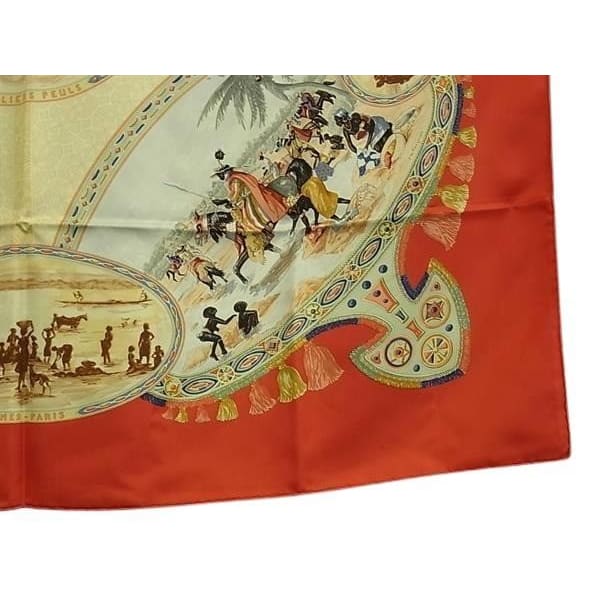 Hermes Scarf Carre 90 Multicolor 100% Silk Cavaliers Peuls Pool Tribe — view 4