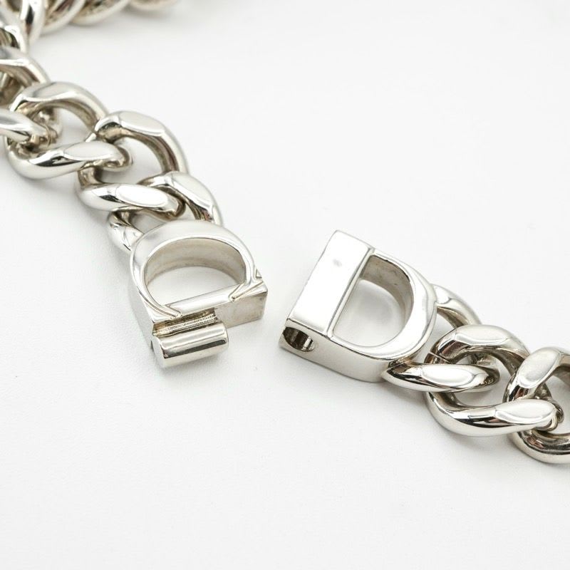 Christian Dior Necklace Pendant Choker Silver CD ICON Chain Link — view 6