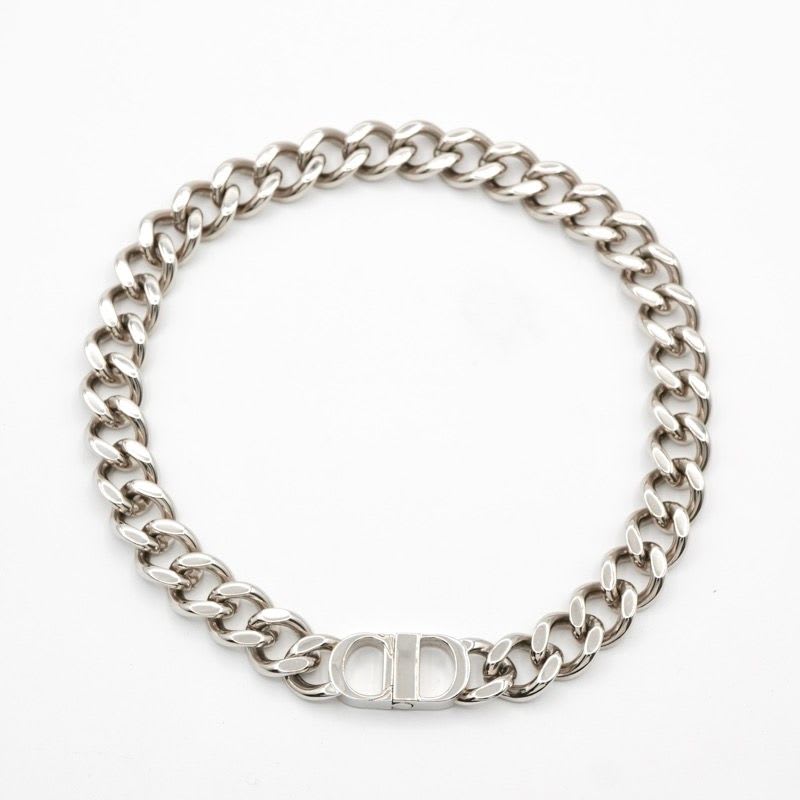 Christian Dior Necklace Pendant Choker Silver CD ICON Chain Link — view 3