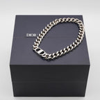 Christian Dior Necklace Pendant Choker Silver CD ICON Chain Link — view 9