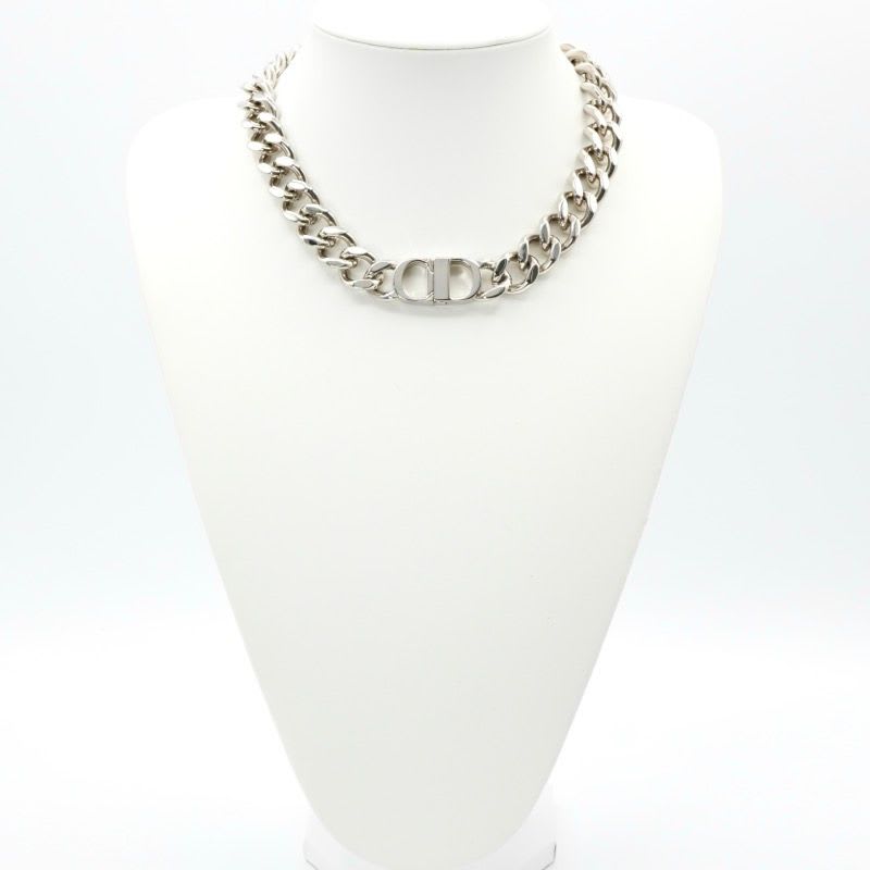 Christian Dior Necklace Pendant Choker Silver CD ICON Chain Link — view 8