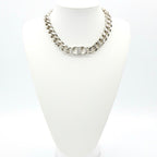Christian Dior Necklace Pendant Choker Silver CD ICON Chain Link — view 8