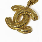 Chanel CC Logo Chain Necklace Gold Quilted — view 8