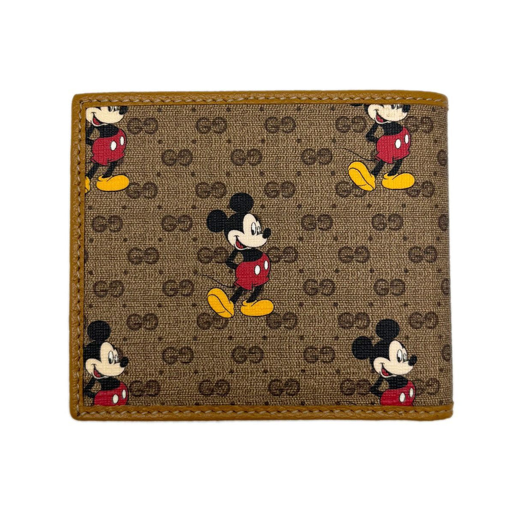 Gucci Disney Mickey Mouse Wallet Bifold No Coin Purse GG Supreme Canvas Cha — view 3