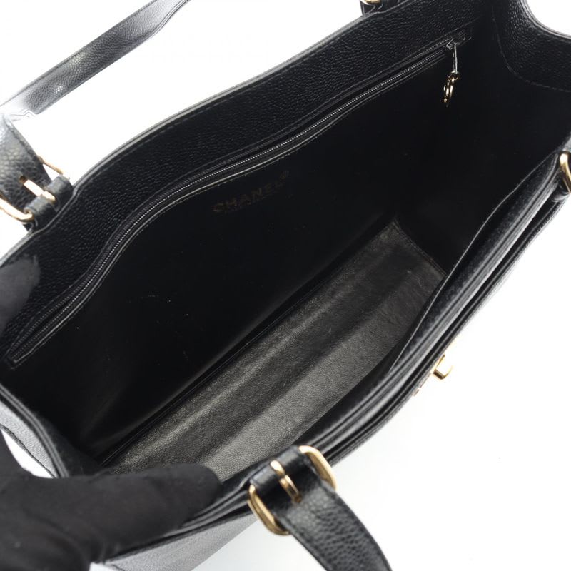 Chanel Tote Bag Black Caviar Leather Turnlock — view 4