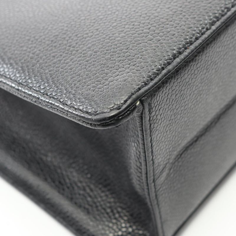 Chanel Tote Bag Black Caviar Leather Turnlock — view 8