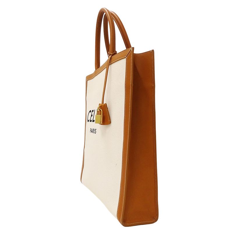 Celine Bag Tote Canvas Vertical Cabas Large Brown Ivory — view 5