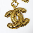 Chanel Necklace CC Logo Chain Quilted Vintage — view 5