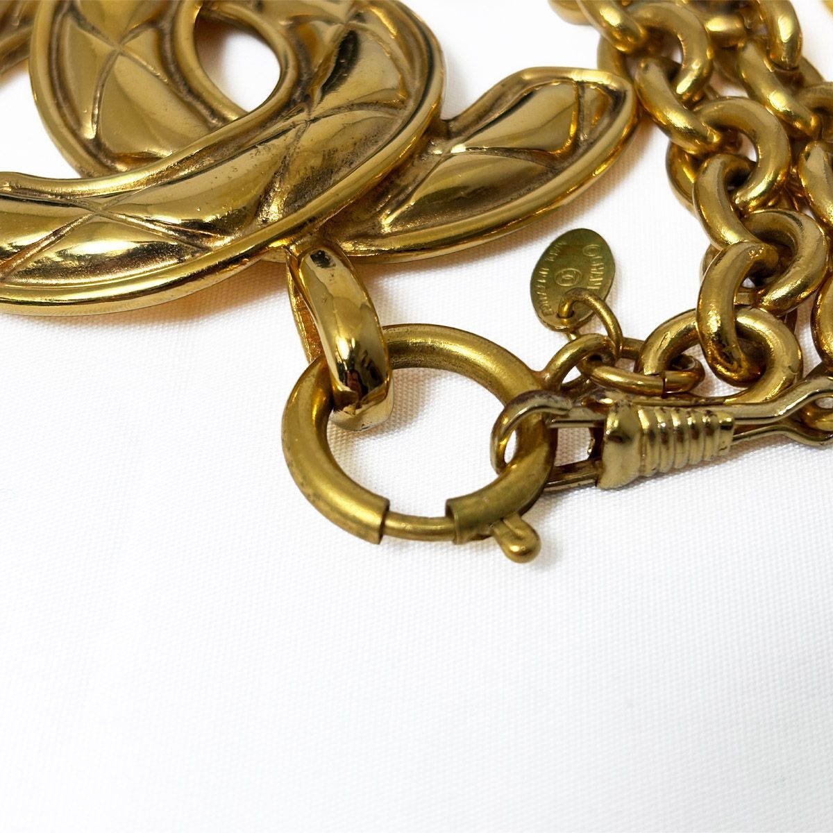 Chanel Necklace CC Logo Chain Quilted Vintage — view 9