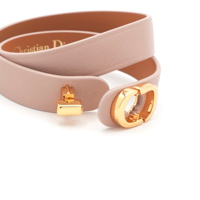 Christian Dior 30 Montaigne Bracelet Double CD Logo Leather Pink — view 5