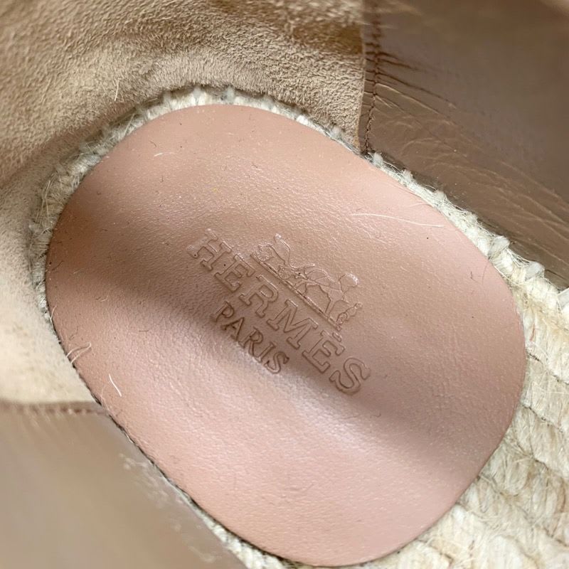Hermes Trip Loafers Flat Shoes Espadrilles Rope Sole Suede Beige — view 7