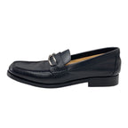 Hermes Colette Loafer Leather Shoes Black Silver Moccasin Flat — view 3