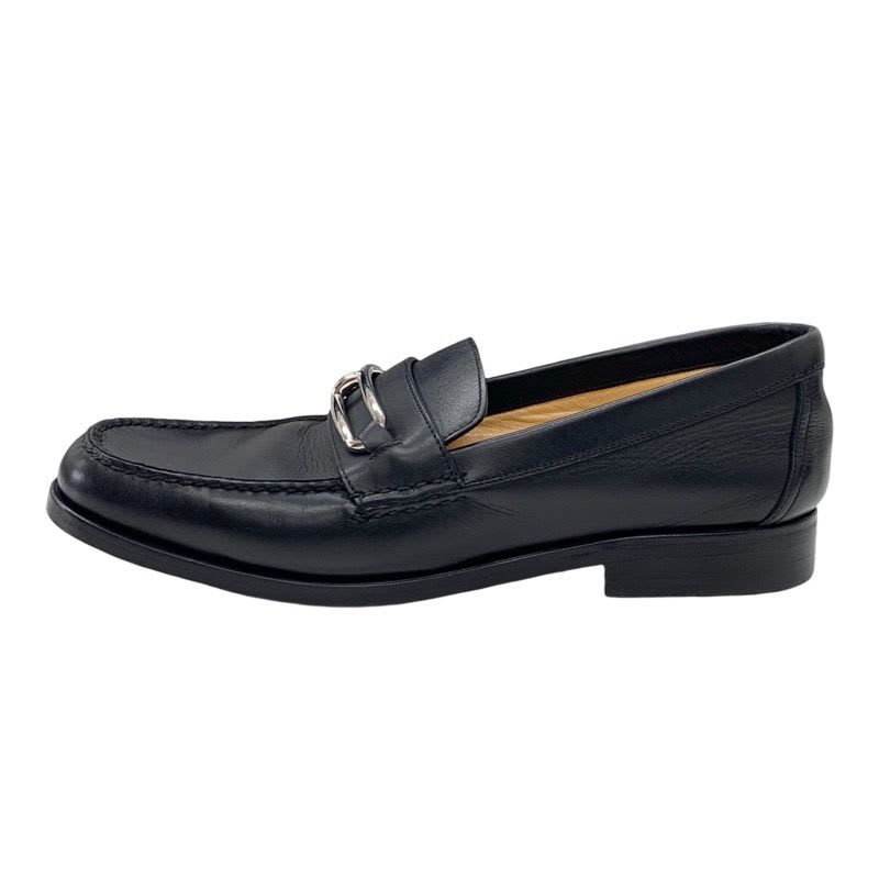 Hermes Colette Loafer Leather Shoes Black Silver Moccasin Flat — view 3