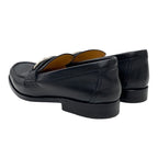 Hermes Colette Loafer Leather Shoes Black Silver Moccasin Flat — view 4