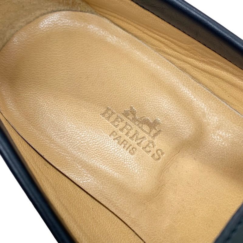 Hermes Colette Loafer Leather Shoes Black Silver Moccasin Flat — view 7