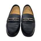 Hermes Colette Loafer Leather Shoes Black Silver Moccasin Flat — view 2