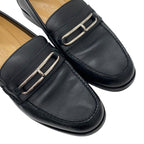 Hermes Colette Loafer Leather Shoes Black Silver Moccasin Flat — view 9