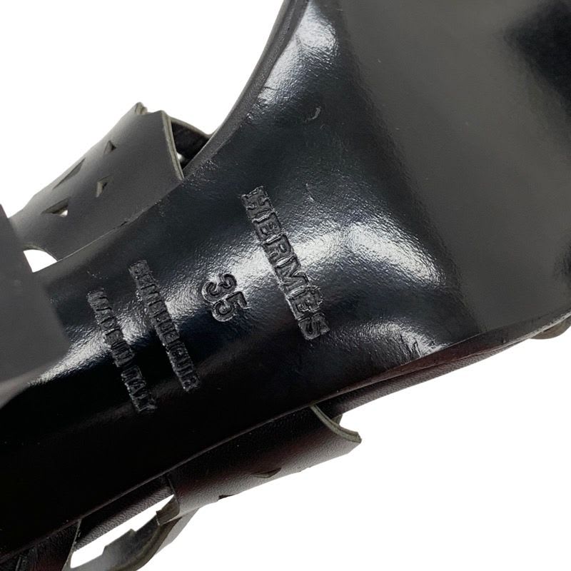 Hermes Sandals Guadalquivir Pattern Leather Black — view 7