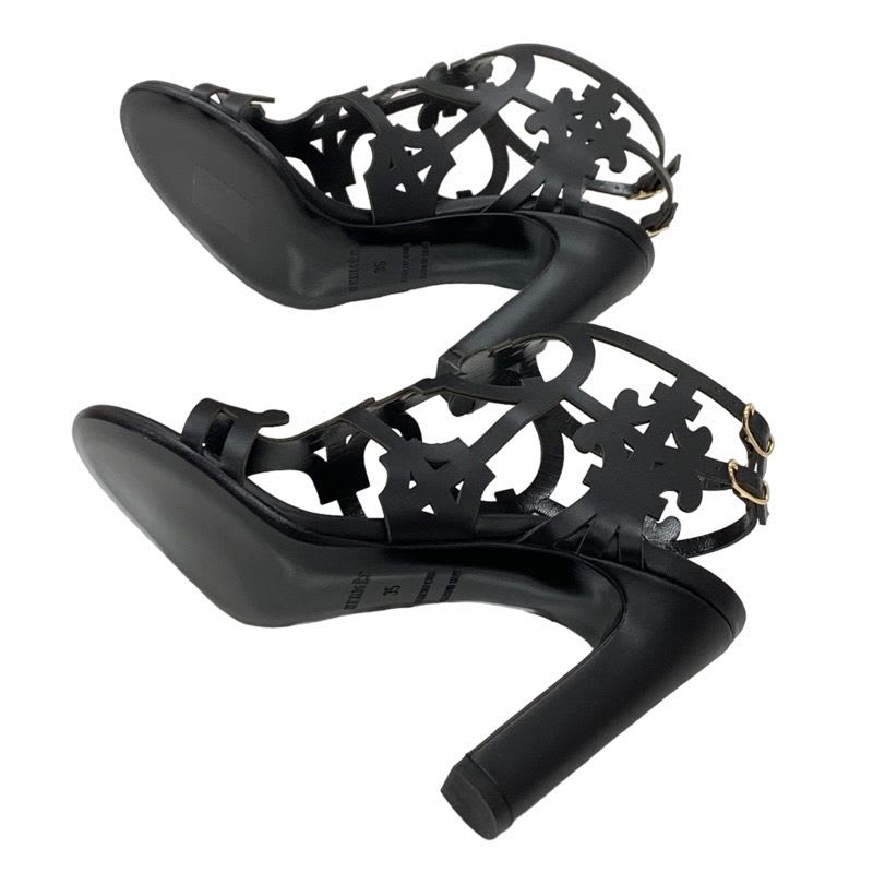 Hermes Sandals Guadalquivir Pattern Leather Black — view 6