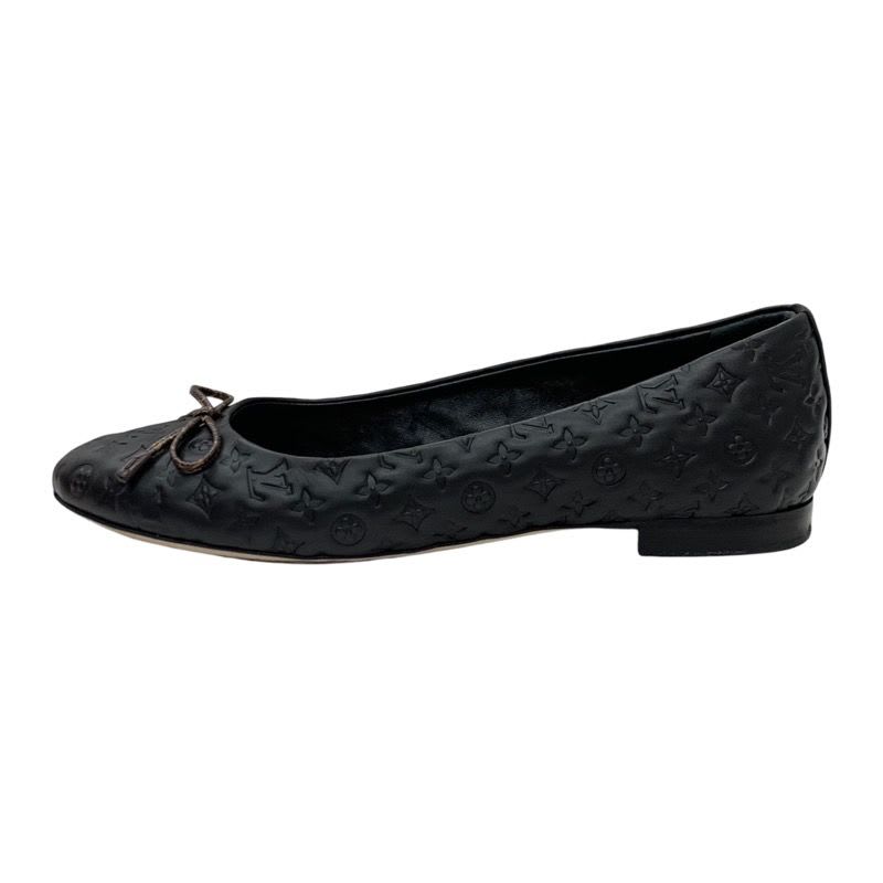 Louis Vuitton Nina Line Monogram Flat Shoes Ballet Ribbon Leather Black — view 3