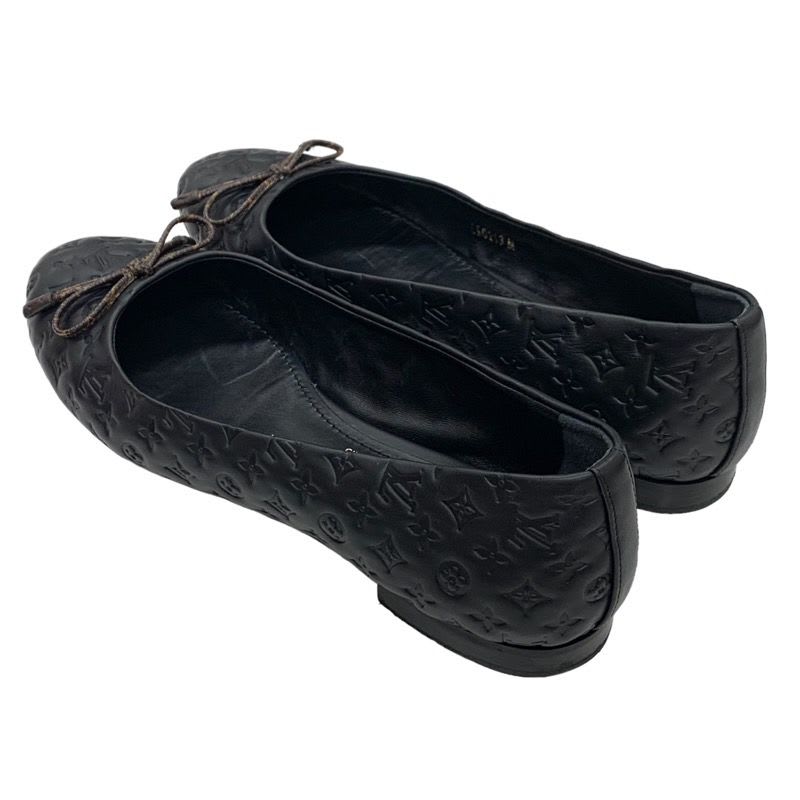 Louis Vuitton Nina Line Monogram Flat Shoes Ballet Ribbon Leather Black — view 4