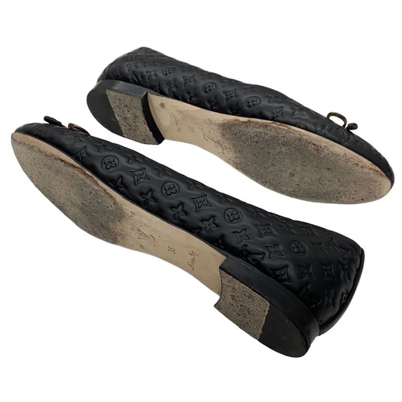 Louis Vuitton Nina Line Monogram Flat Shoes Ballet Ribbon Leather Black — view 6
