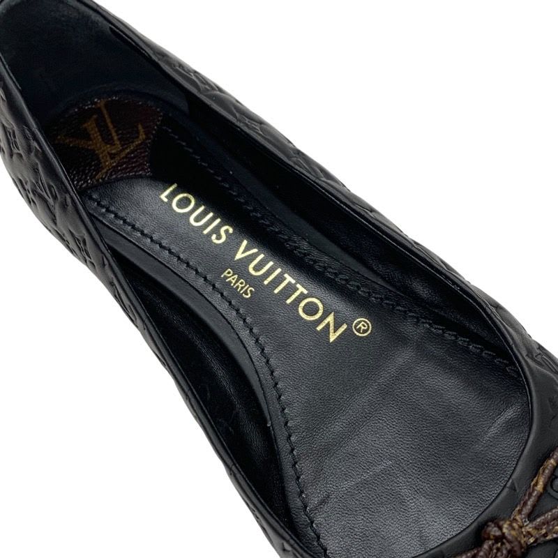 Louis Vuitton Nina Line Monogram Flat Shoes Ballet Ribbon Leather Black — view 7