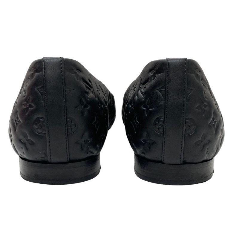 Louis Vuitton Nina Line Monogram Flat Shoes Ballet Ribbon Leather Black — view 5