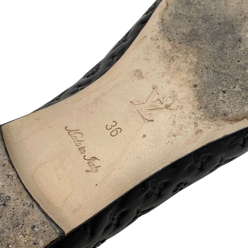 Louis Vuitton Nina Line Monogram Flat Shoes Ballet Ribbon Leather Black — view 8
