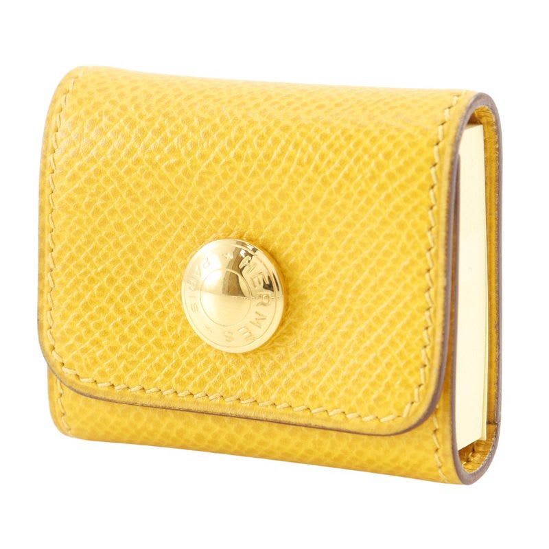 Hermes Post-it Case Sticky Note Leather Yellow — view 2