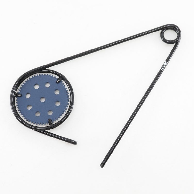 Loewe Mechanopin Bag Charm Metal Leather Black Blue — view 3